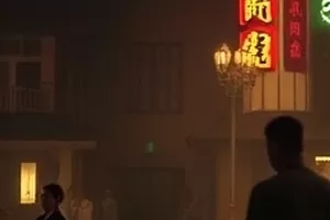 折线剧照：雨夜街头亮起的一排路灯